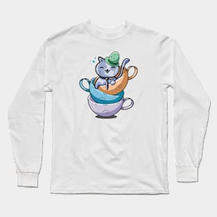 Cut Cat Tea Time Long Sleeve T-Shirt